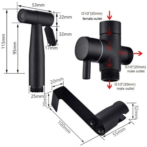 Black Handheld Bidet Sprayer Kit: image 2
